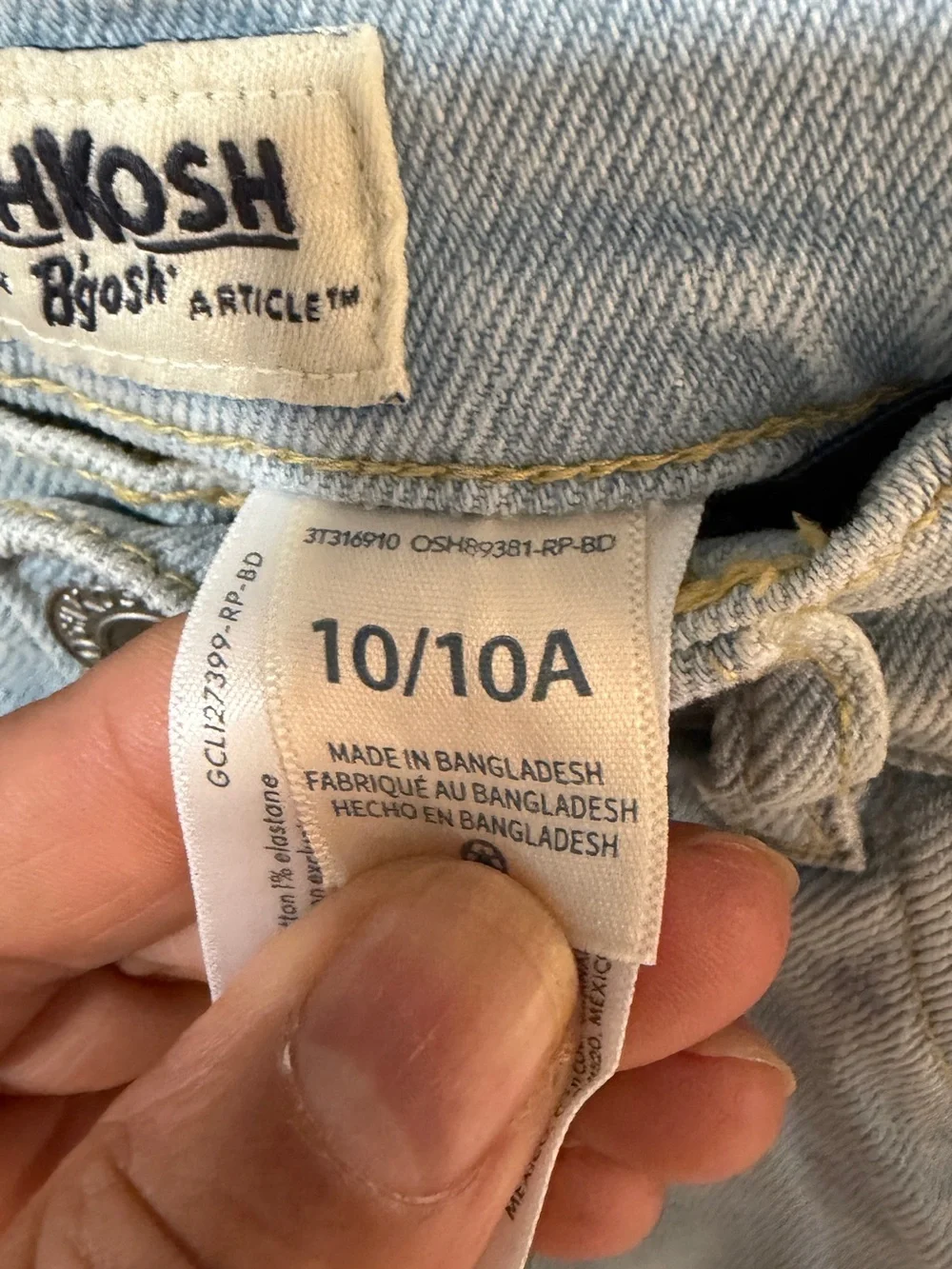 OshKosh B'gosh Pale Blue Relaxed Straight Jeans Size 10A/10